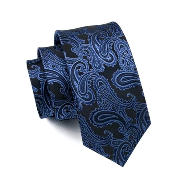 Män Tie Blue Silk Jacquard Woven NeckTie Hanky Manschettknappsats för män Formell bröllopsfest (Färg: A, Storlek: En storlek) (A One Size)